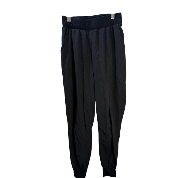 Free People Black Elastic Waist Jogger Pants With Pockets & Ribbed Cuffs - Picture 1 of 10